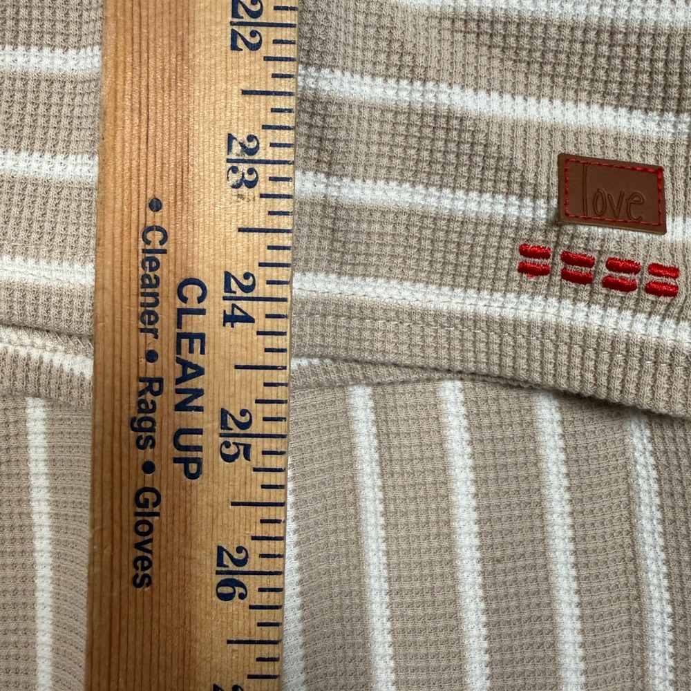 Peace Love World Plus 2X Top and Pant Set Neutral Stripe Waffle Honeycomb Knit - Picture 9 of 16